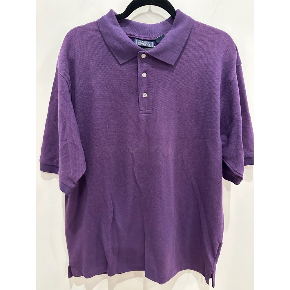 Basic Editions Mens Purple Solid Pique Polo Shirt Size L 100% Cotton NWT LSU